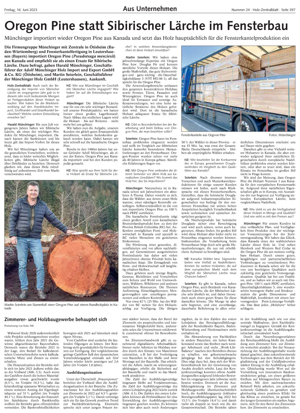 Holz-Zentralblatt Interview mt Münchinger