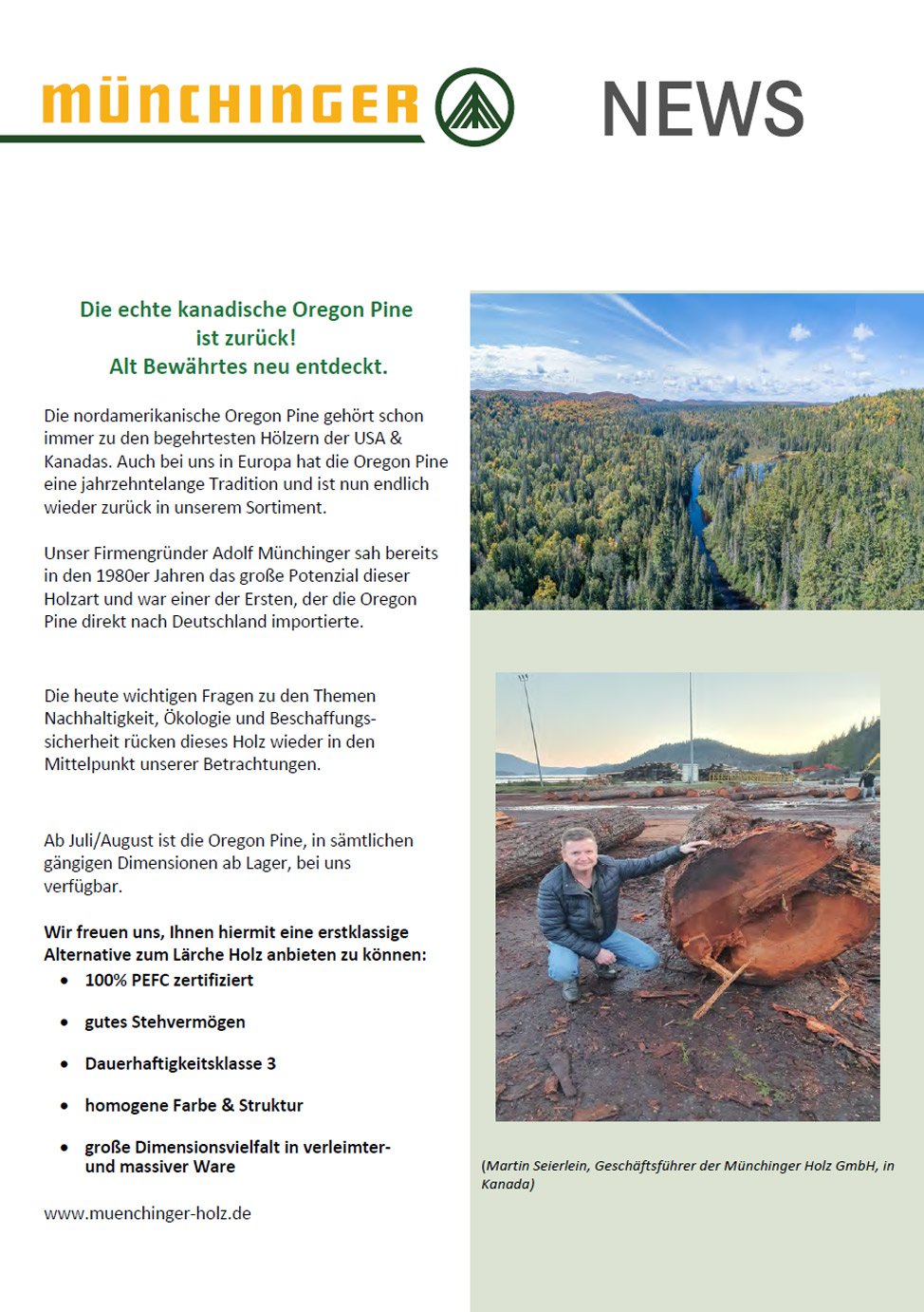 News: Echte kanadische Oregon Pine