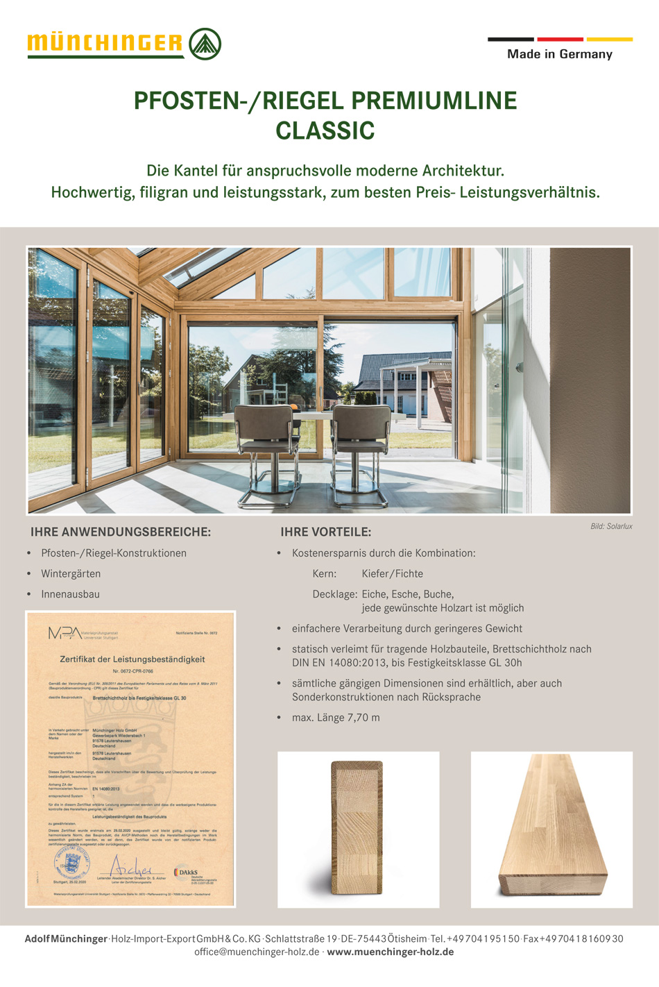 Pfosten-/ Riegel Premiumline Classic